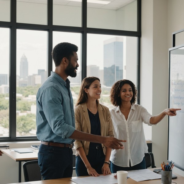 Xoul team collaborating in Austin office
